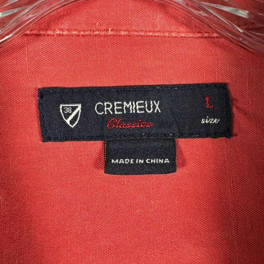 Cremieux Camp Shirt Mens Large Red Pink Loop Collar Silk Linen Short Sleeve - Picture 5 of 11